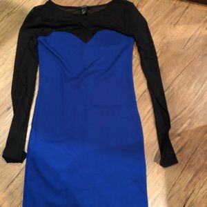 tight black & blue dress